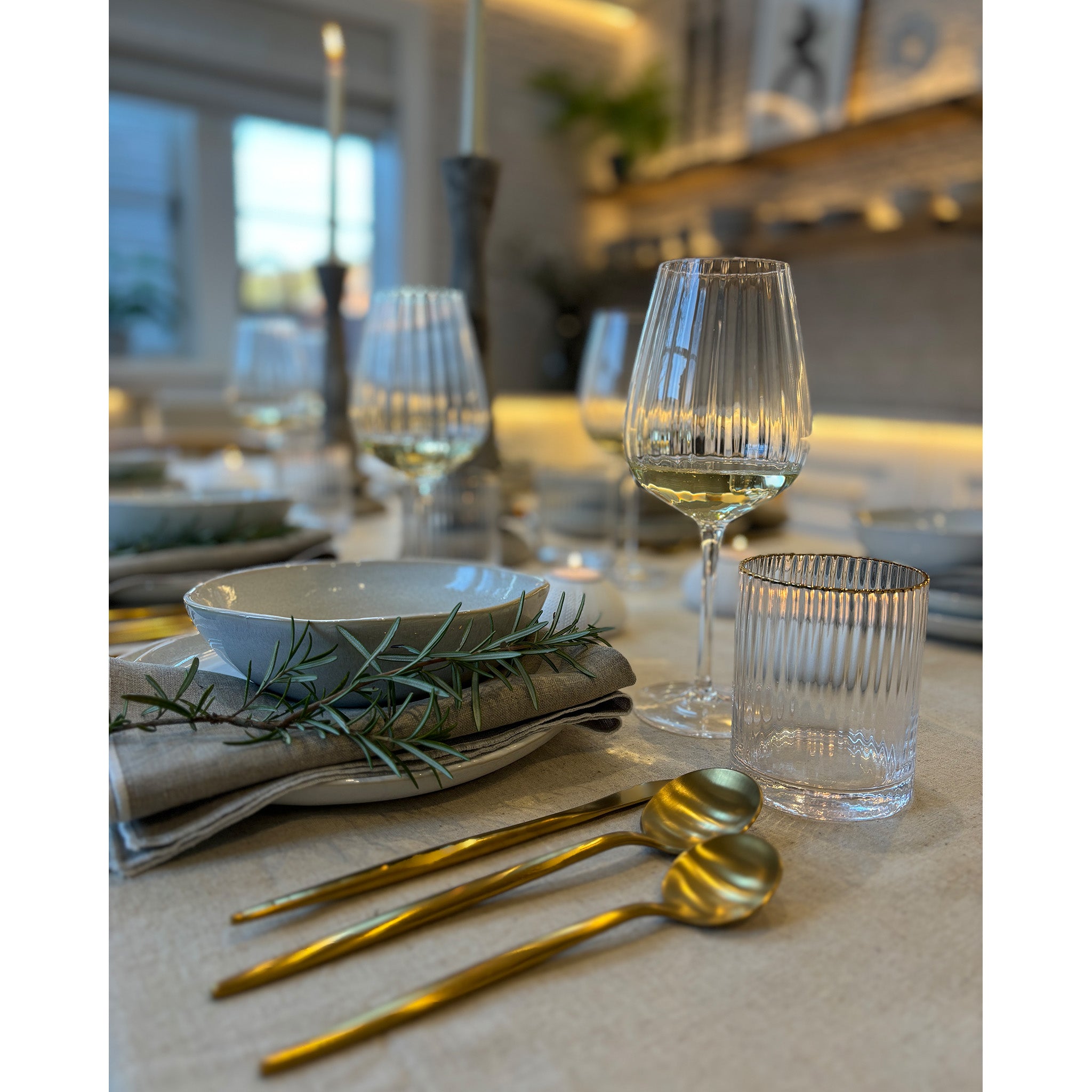 Ribbed White Wine glasses - Set of 4